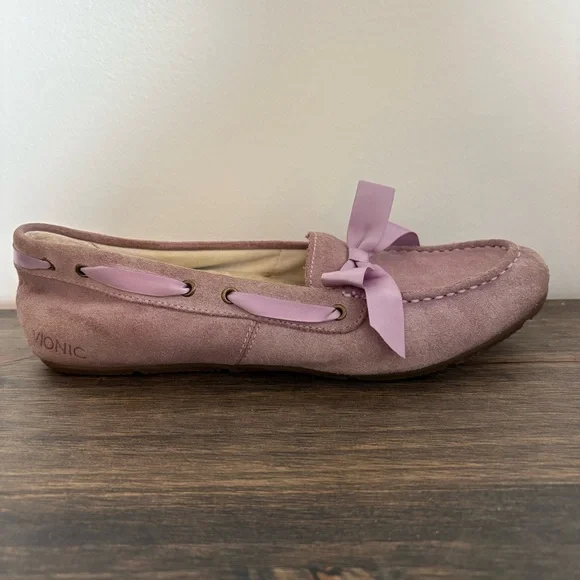 Vionic Women’s Alice Pink Suede Loafers with Bow - Picture 7 of 9